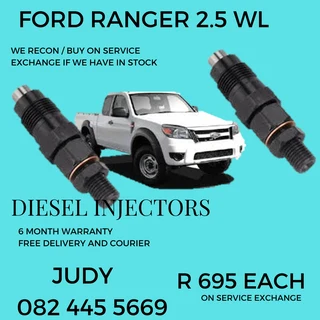Ford Ranger 2.5 WL Diesel Injectors for sale on service exchange or to recon