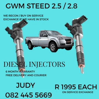 GWM Steed 2.5 / 2.8 Diesel Injectors for sale on service exchange or to recon