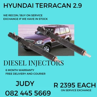 Hyundai Terracan 2.9 Diesel Injectors for sale on service exchange or to recon