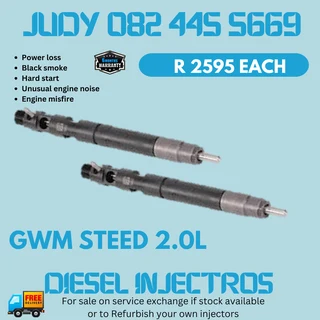 GWM Steed 2.0L Diesel Injectors for sale on service exchange or to recon