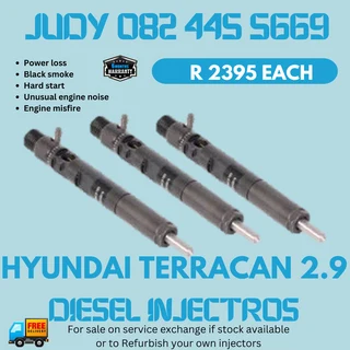 Hyundai Terracan 2.9 Diesel Injectors for sale on service exchange or to recon