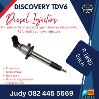 Discovery TDV6 Diesel Injectors for sale on service exchange or to recon
