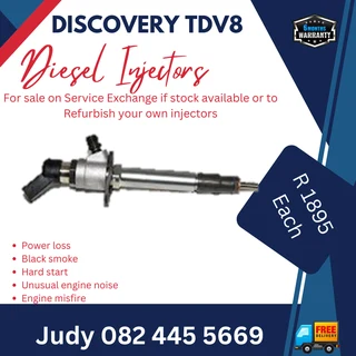 Discovery TDV8 Diesel Injectors for sale on service exchange or to recon