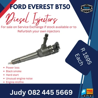 Ford Everest BT50 Diesel Injectors for sale on service exchange or to recon