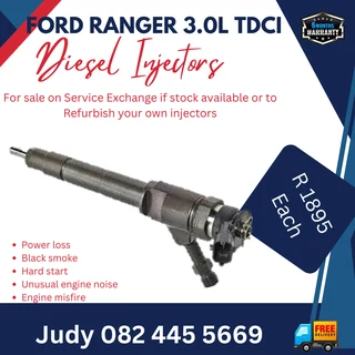 Ford Ranger 3.0L TDCI Diesel Injectors for sale on service exchange or to recon