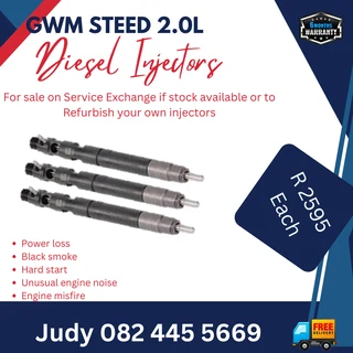 GWM Steed 2.0L Diesel Injectors for sale on service exchange or to recon