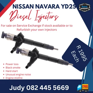Nissan Navara YD25 Diesel Injectros for sale on service exchange or to recon