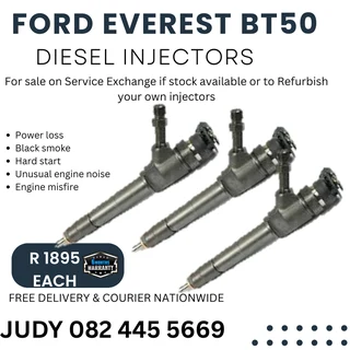 Ford Everest BT50 Diesel Injectors for sale on service exchange or to recon