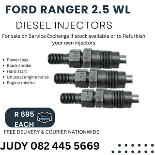Ford Ranger 2.5 WL Diesel Injectors for sale on service exchange or to recon