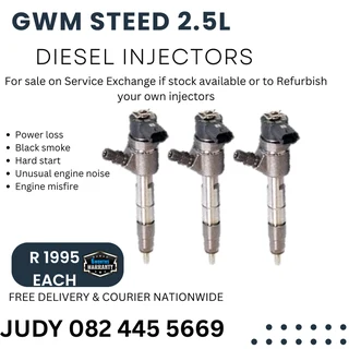 GWM Steed 2.5 Diesel Injectors for sale on service exchange or to recon