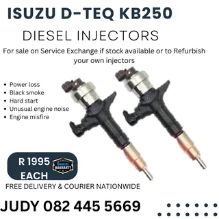 Isuzu D-TEQ KB250 Diesel Injectors for sale on service exchange or to recon