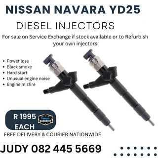 Nissan Navara YD25 Diesel Injectors for sale on service exchange or to recon