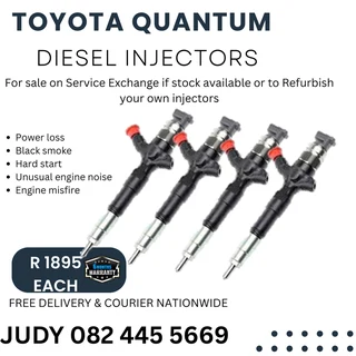 Toyota Quantum Diesel Injectors for sale on service exchange or to recon