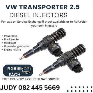 VW Transporter 2.5 Diesel Injectors for sale on service exchange or to recon