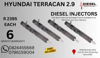 Hyundai Terracan 2.9 Diesel Injectors for sale on service exchange or to recon