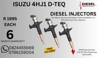 Isuzu 4HJ1 D-TEQ Diesel Injectors for sale on service exchange or to recon