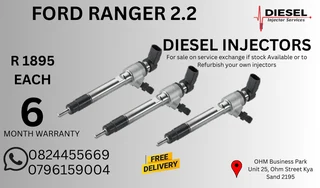Ford Ranger 2.2 Diesel Injectors for sale on service exchange or to recon