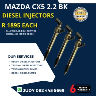 Mazda CX5 2.2 BK Diesel Injectors for sale on service exchange or to recon