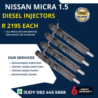 Nissan Micra 1.5 Diesel Injectors for sale on service exchange or to recon