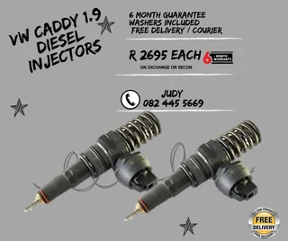VW Caddy 1.9 Diesel Injectors for sale on service exchange with a 6-month warranty
