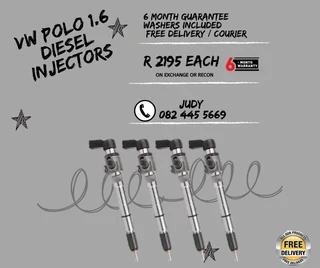 VW Polo 1.6 Diesel Inejctors for sale on service exchange with a 6-month warranty