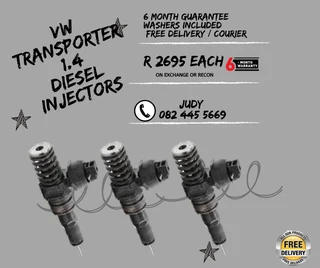 VW Transporter 1.4 Diesel Injectors for sale on service exchange with a 6-month warranty