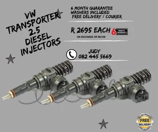 VW Transporter 2.5 Diesel Inejctors for sale on service exchange with a 6-month warranty