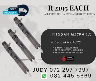 Nissan Micra 1.5 Diesel Injectors for sale on service exchange or to recon
