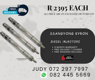 Ssangyong Kyron Diesel Injectors for sale on service exchange or to recon