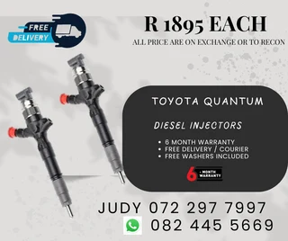 Toyota Quantum Diesel Injectors for sale on service exchange or to recon