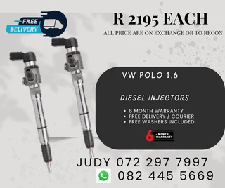 VW Polo 1.6 Diesel Injectors for sale on service exchange or to recon