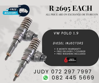 VW Polo 1.9 Diesel Injectors for sale on service exchange or to recon
