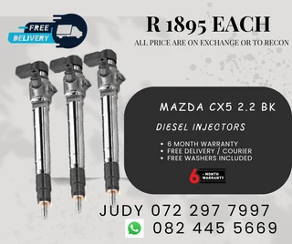 Mazda CX5 2.2 BK Diesel Injectors for sale on service exchange or to recon