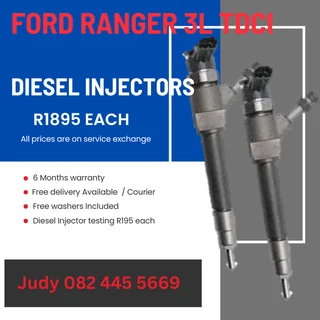 Ford Ranger 3L TDCI Diesel Injectors for sale on service exchange or to recon