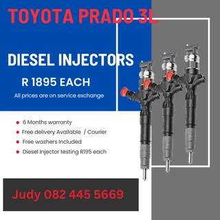 Toyota Prado 3L Diesel Injectors for sale on service exchange or to recon