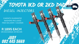 Toyota 1KD or 2KD D4D Diesel Injectors for sale on service exchange or to recon