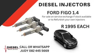 Ford Figo 1.4 Diesel Injectors for sale on service exchange or to recon