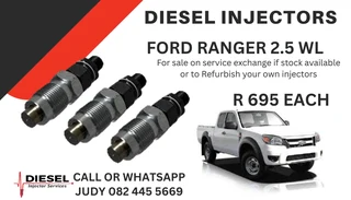 Ford Ranger 2.5 WL Diesel Injectors for sale on service exchange or to recon