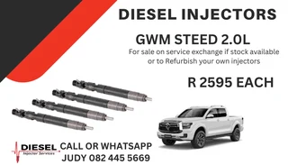 GWM Steed 2.0L Diesel Injectors for sale on service exchange or to recon