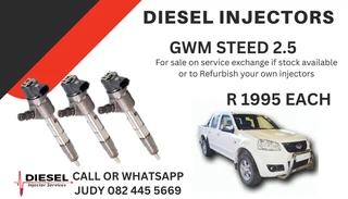 GWM Steed 2.5 Diesel Injectors for sale on service exchange or to recon