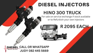 Hino 300 Truck Diesel Injectors for sale on service exchange or to recon