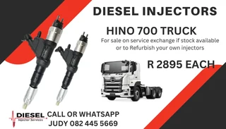 Hino 700 Truck Diesel Injectors for sale on service exchange or to recon