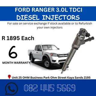 Ford Ranger 3.0L TDCI Diesel Injectors for sale on service exchange or to recon