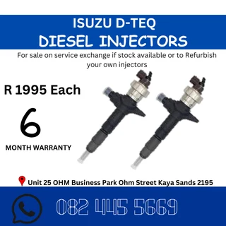 Isuzu D-TEQ Diesel Injectors for sale on service exchange or to recon