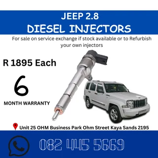 Jeep 2.8 Diesel Injectors for sale on service exchange or to recon