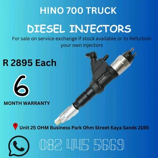 Hino 700 Truck Diesel Injector for sale on service exchange or to recon