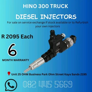 Hino 300 Truck Diesel Injector for sale on service exchange or to recon