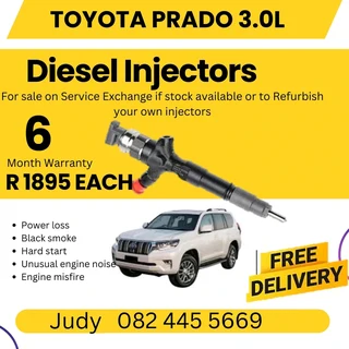 Toyota Prado 3.0L Diesel injector for sale on service exchange or to recon