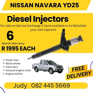 Nissan Navara YD25 Diesel injectors for sale on service exchange or to recon