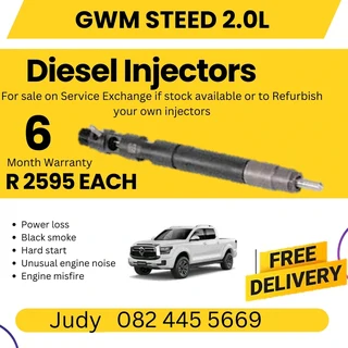 GWM Steed 2.0L Diesel injectors for sale on service exchange or to recon